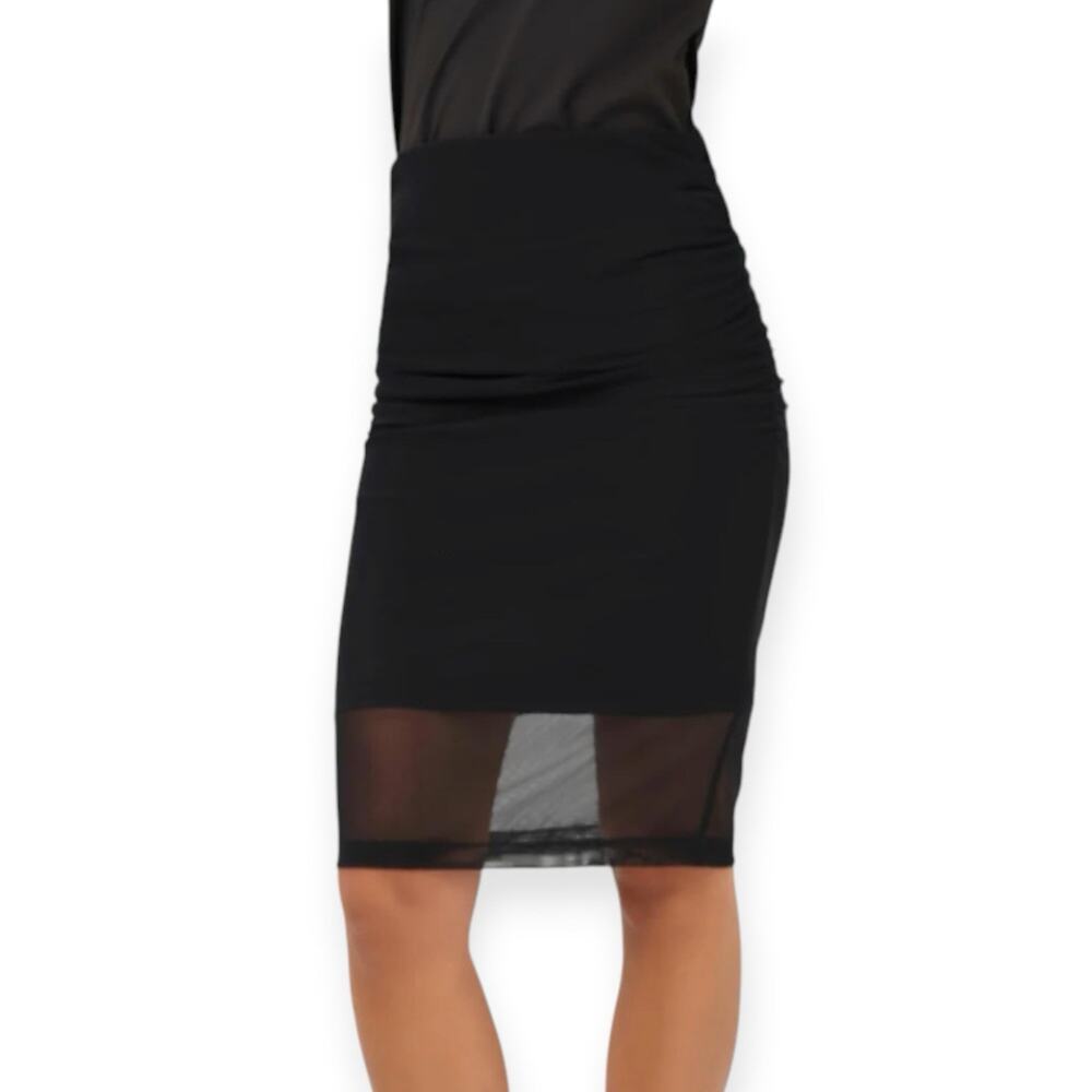 NWT Anatomie Alessia Mesh Pencil Skirt Black Stretchy Size Medium